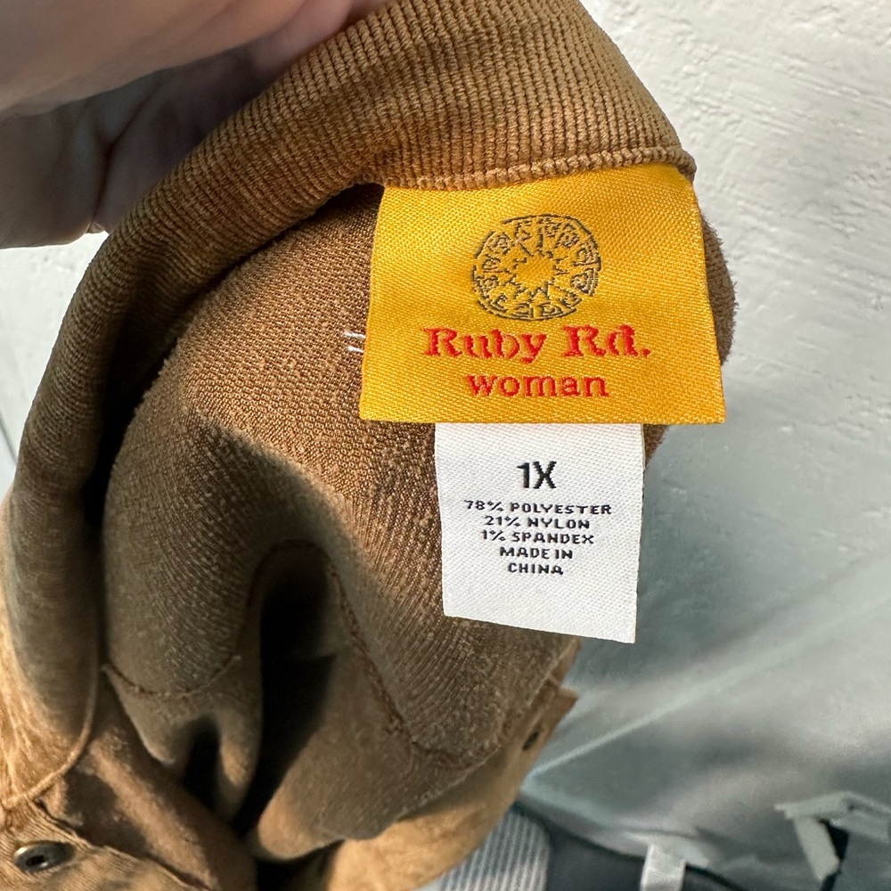 Ruby Road Road Brown Corduroy Shaket Size 1X NWT - Picture 11 of 11